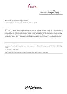 Histoire et développement. - article ; n°61 ; vol.16, pg 75-81