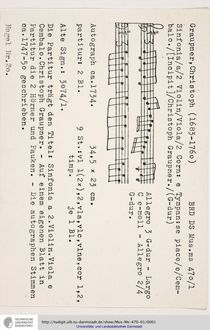 Partition complète et parties, Sinfonia en G major, GWV 596