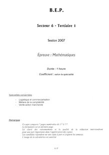 Mathématiques 2007 BEP - Métiers de la comptabilité