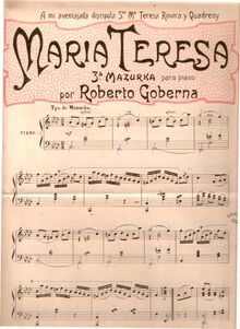 Partition complète, Mazurca No.3, Maria Teresa, Goberna, Roberto