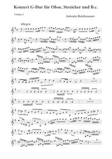 Partition violons I, hautbois Concerto en G major, G major, Reichenauer, Antonín