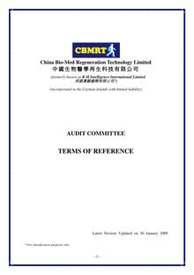 Audit Committee - Terms of Reference  Jan 2009 