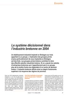 Le système décisionnel dans l industrie bretonne en 2004