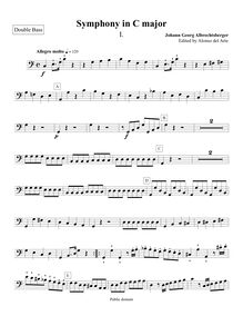 Partition Double basse, Symphony No.4, C major, Albrechtsberger, Johann Georg