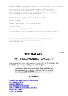 The Galaxy, Volume 23, No. 2, February, 1877