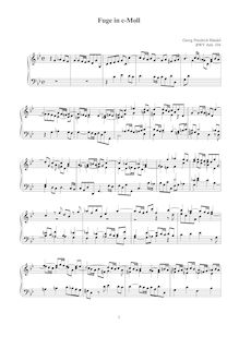 Partition complète, Fugue en C minor, BWV Anh.104, Keyboard, Bach, Johann Sebastian