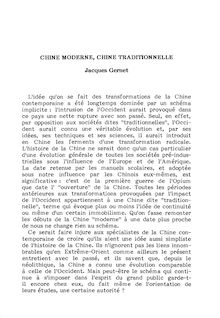 CHINE MODERNE, CHINE TRADITIONNELLE Jacques Gernet L'idée qu'on se ...