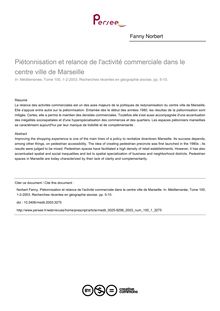 Piétonnisation et relance de l activité commerciale dans le centre ville de Marseille - article ; n°1 ; vol.100, pg 5-10