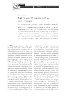 Terrain. Football et mobilisation identitaire : La "réinvention ...