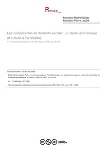 Les composantes de l hérédité sociale : un capital économique et culturel à transmettre - article ; n°1 ; vol.199, pg 95-105