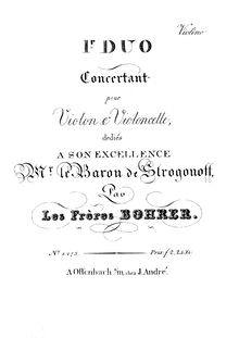 Partition violon, Duo Concertante No.1 pour violon et violoncelle
