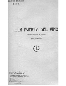 Partition , La Puerta del Vino, préludes (Deuxième livre), Debussy, Claude