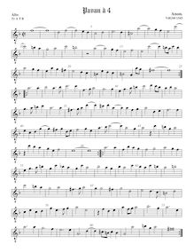 Partition ténor viole de gambe 1, octave aigu clef, fantaisies et a Pavan pour 4 violes de gambe
