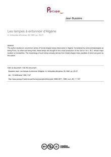 Les lampes à entonnoir d Algérie - article ; n°1 ; vol.26, pg 25-37