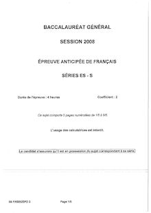 Sujet du bac ES 2008: Francais