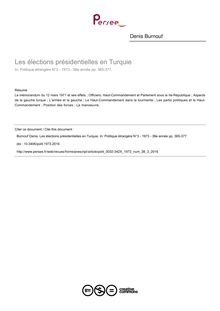 Les élections présidentielles en Turquie - article ; n°3 ; vol.38, pg 365-377