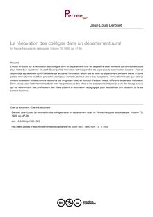La rénovation des collèges dans un département rural - article ; n°1 ; vol.73, pg 47-56
