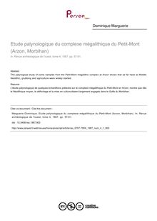 Etude palynologique du complexe mégalithique du Petit-Mont (Arzon, Morbihan) - article ; n°1 ; vol.4, pg 57-61