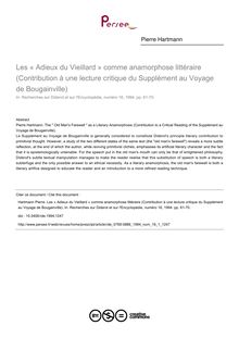 Les « Adieux du Vieillard » comme anamorphose littéraire (Contribution à une lecture critique du Supplément au Voyage de Bougainville) - article ; n°1 ; vol.16, pg 61-70