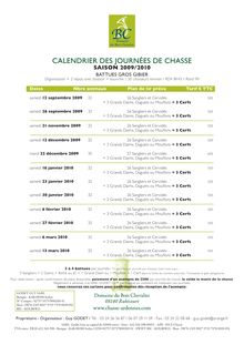 CALENDRIER DES JOURNÉES DE CHASSE