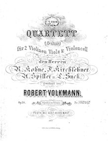 Partition violon 1, corde quatuor No.3, Op.34, G Major, Volkmann, Robert