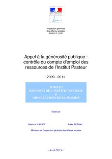 Rapport IGAS :Institut Pasteur Tome III
