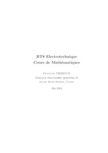 BTS Electrotechnique Cours de Mathématiques