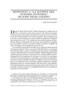 Respuesta a “La ilusión del análisis integral” de José Félix Cataño (Answers to "The Integral Analysis Illusion" from José Félix Cataño)