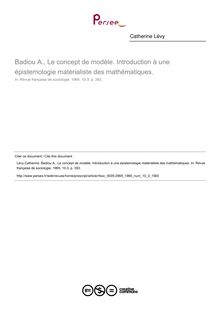 Badiou A., Le concept de modèle. Introduction à une épistemologie matérialiste des mathématiques.  ; n°3 ; vol.10, pg 393-393