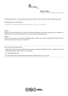 Habitats pré- et protohistorique dans l enceinte de l abbaye de Maillezais (Vendée) - article ; n°3 ; vol.96, pg 393-400
