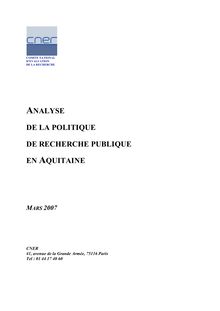 Analyse de la politique de recherche publique en Aquitaine