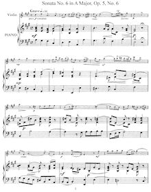 Partition No.6 en A major, 12 violon sonates, Op.5, Corelli, Arcangelo