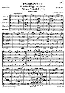 Partition complète, Divertimento, Divertimento No.8, F major, Mozart, Wolfgang Amadeus