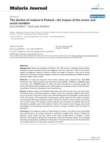 The decline of malaria in Finland – the impact of the vector and social variables