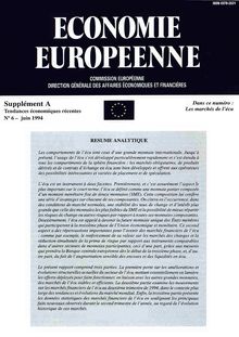 ECONOMIE EUROPEENNE. Supplément A Tendances économiques récentes N° 6 - juin 1994