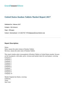 United States Kushen Tablets Market Report 2017
