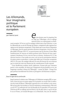 Les Allemands, leur imaginaire politique et le Parlement européen - article ; n°1 ; vol.5, pg 30-37