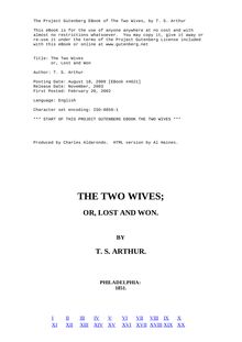 The Two Wives - Or, Lost and Won