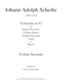 Partition violons II, Concerto pour flûte et cordes, Concerto ex G