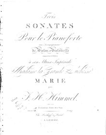Partition Sonata 3: parties, 3 sonates pour Piano, violon et violoncelle, Op.16
