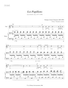 Partition , Les Papillons, Sept Mélodies, Chausson, Ernest