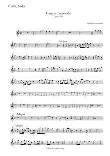 Partition Canto, Canzon Seconda Canto solo, Frescobaldi, Girolamo