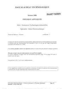 Physique Appliquée 2006 S.T.I (Génie Electrotechnique) Baccalauréat technologique
