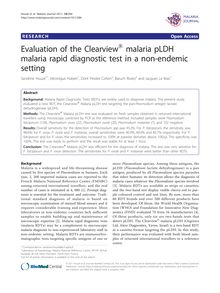 Evaluation of the Clearview®malaria pLDH malaria rapid diagnostic test in a non-endemic setting