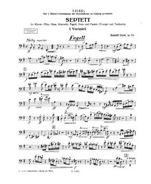 Partition basson , partie, Septet, Op.55, Septett für Klavier, Flöte, Oboe, Klarinette, Fagott, Horn und Pauken (Triangle und Tamburin). Op. 55.