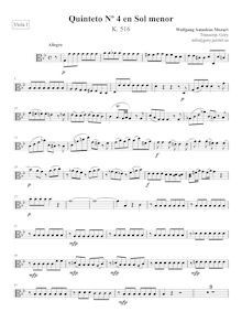 Partition viole de gambe I, corde quintette No.4, G minor, Mozart, Wolfgang Amadeus par Wolfgang Amadeus Mozart