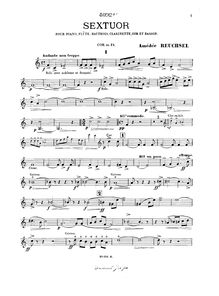 Partition cor, Sextet pour Piano et vents, Reuchsel, Amédée