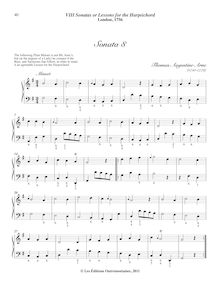 Partition Sonata No.8 en G major, 8 sonates ou leçons pour pour clavecin