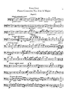 Partition basson 1, 2, Piano Concerto No.2, A major, Liszt, Franz