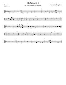 Partition ténor viole de gambe 2, alto clef, Il quinto libro de madrigali a cinque voci par Marco da Gagliano